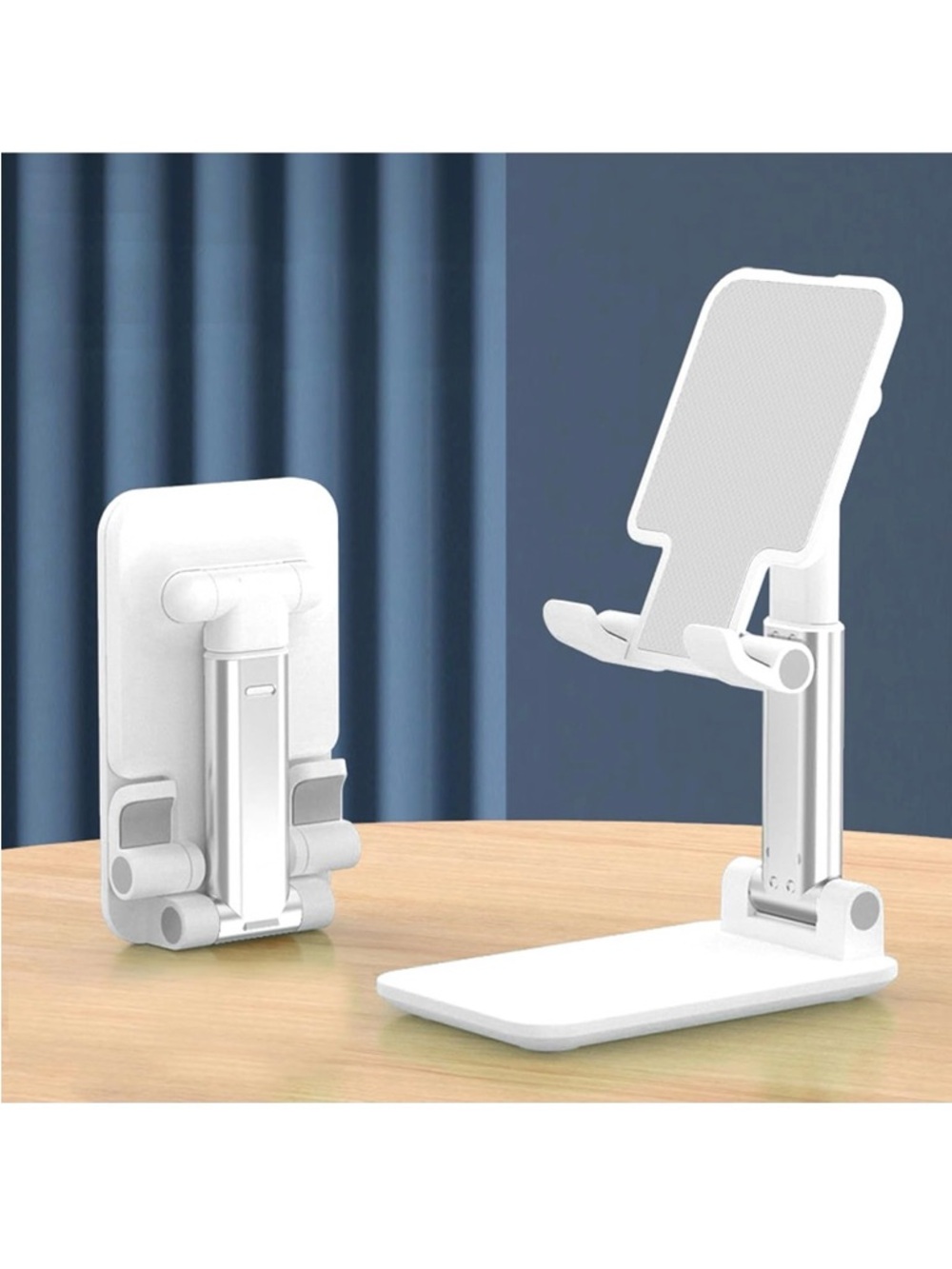 Adjustable White Phone Stand, Foldable Desktop Holder-New (box slightly damaged)
